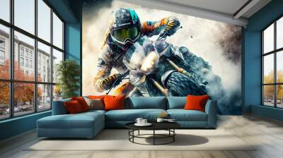 Motorcycling Racing on race track , Motor sports competitive racing , Motorbikes racing on road , Generative Ai Wall mural