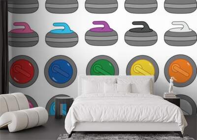 Colored Curling Rock or Stone Clipart Set Wall mural