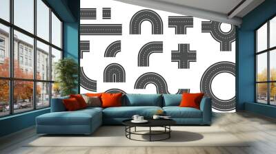 Road Segment Pieces Clipart Set - Color Wall mural