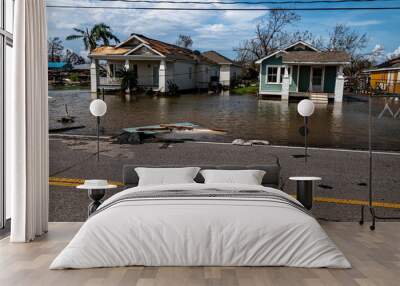 Flooding and Damage From Hurricane Ida Wall mural