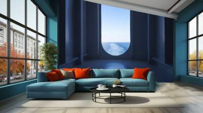 Ship's Wake.  The view from a ship's stern as it travels across the ocean. Wall mural