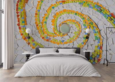 Spiral colored ceramic scrap pattern from center Wall mural