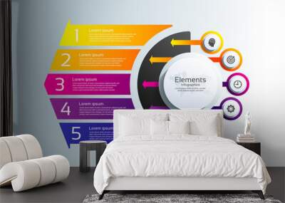 Presentation business infographic elements colorful with 5 step Wall mural