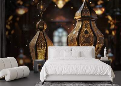 glowing islamic religious lantern  Wall mural