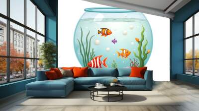 Aquarium with fish on transparent background Wall mural