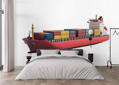 cargo container ship on a transparent background Wall mural