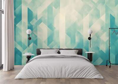 A visually striking abstract background featuring geometric shapes and a soft blue-green color palette.  Wall mural