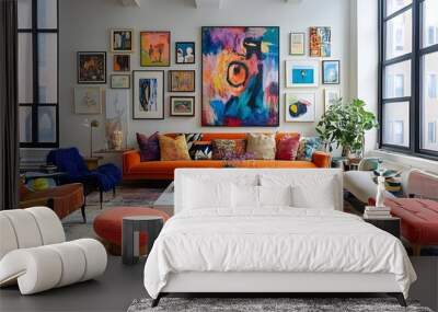 Art-filled contemporary gallery wall Wall mural