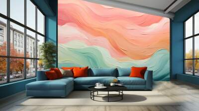 Orange, pink and green wave design concept Wall mural