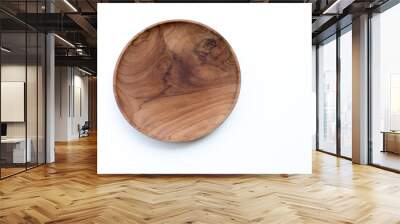 wooden bowl isolated on white background Wall mural