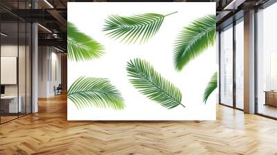 coconut leaf palm leaves silhouette green outline vector graphic design illustration art tropical summer beach holiday vacation plant tree travel island nature hawaii natural sticker decorative set Wall mural