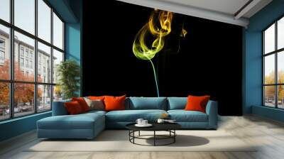 Abstract blue and orange smoke on black background, smoke background,blue and orange ink background, blue and orange fire Wall mural