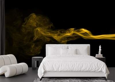 Gold smoke on black background,movement of gold smoke, Abstract gold smoke on black background, gold background,gold ink background,yellow smoke,Glittering gold smoke tail Wall mural