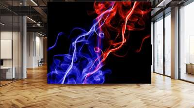 red fire and blue fire background,Red and blue fire on balck background Wall mural