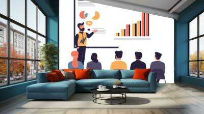 A man is giving a presentation to a group of people in a classroom. The presentation is about graphs and charts Wall mural