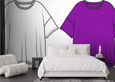 vector flat sketch t-shirt design for women Wall mural