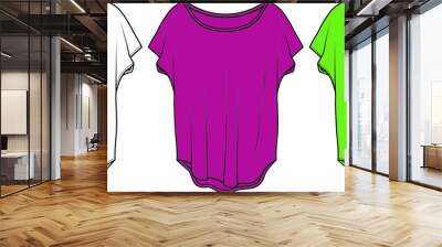 vector flat sketch t-shirt designs for women Wall mural