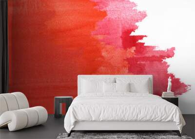 watercolor painting template wave abstract red hand drawn texture. png white background. asian japan style. Wall mural