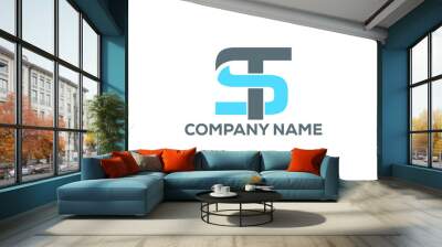 Initial Letter ST Logo or Icon Design Vector Image Template Wall mural