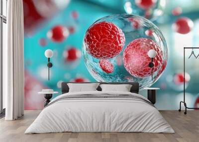 Red Cell in Liquid   Abstract Science Background Wall mural