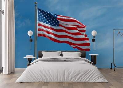 American flag on the blue sky Wall mural