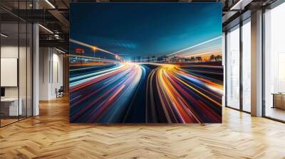 Blurred traffic background banner at night Wall mural