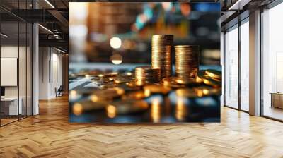 Economy finance and investment background coin and graph Wall mural