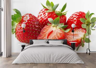 Fresh ripe strawberry on a white background. Wall mural