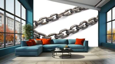 One common metal chain isolated on white Wall mural