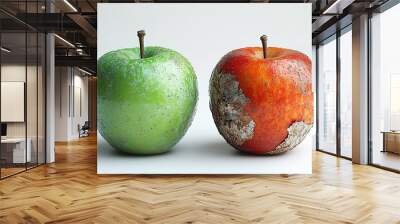 Two apples, one green and one red, are shown side by side Wall mural