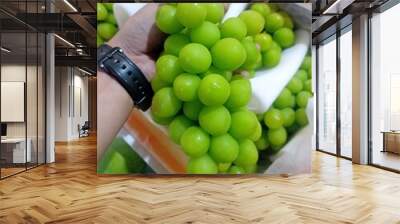 Check the quality of fresh muscat grapes closely Wall mural