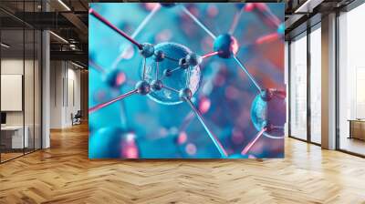 3D rendering, connection points of molecular or atomic structure for science, chemistry and biotechnology. Abstract graphic illustration. Medical science background. Wall mural