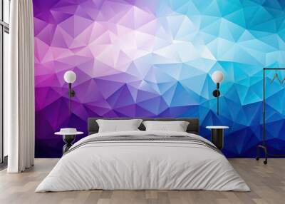 Gradient polygon shapes over purple and blue background resembling a silhouette Wall mural