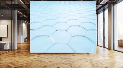 Abstract background hexagons design. science cosmetic technology. concept skin care cosmetics solution. 3d rendering. Wall mural