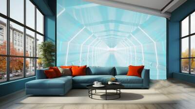 abstract interior sci-fi spaceship corridors. futuristic design spaceship interior in blue backgroun Wall mural