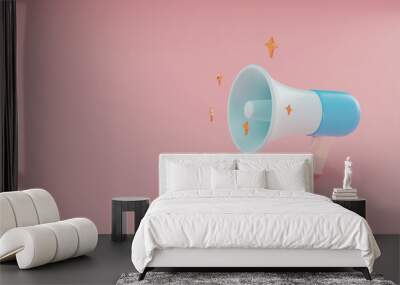 Megaphone with copy space 3d background. 3d rendering. Wall mural