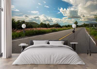 open road.empty asphalt highway and nature landscape. highland road and forest. Wall mural