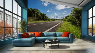 open road.empty asphalt highway and nature landscape. highland road and forest. Wall mural