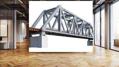 A detailed view of a steel truss bridge showcasing modern engineering and robust design elements. Wall mural