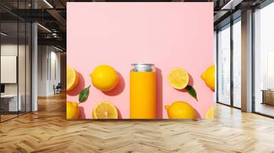 A metal can with fresh lemon halves Wall mural