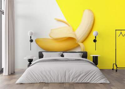 Banana on two tone background. Fresh fruit Wall mural