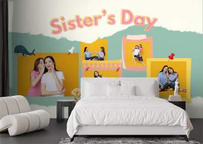 Beautiful design for concept of Sisters day Wall mural