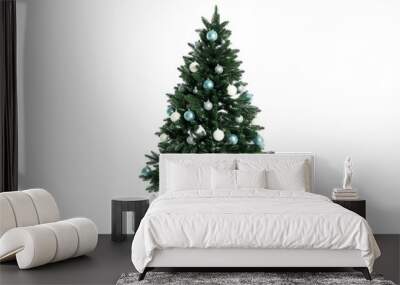 Composition with Christmas tree and gifts isolated on white background Wall mural