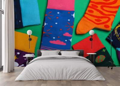 Concept of clothes for legs - socks, top view Wall mural