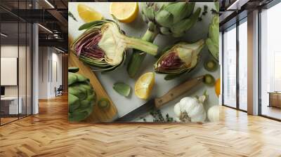 concept of healthy food with artichoke plant Wall mural