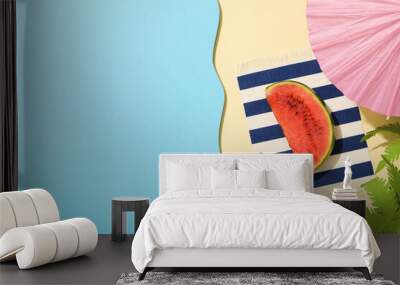 Concept of summer time with fresh watermelon Wall mural