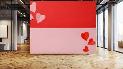 Decorative hearts on two tone background, space for text Wall mural