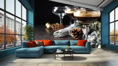 Espresso martini cocktail, delicious alcohol drink, space for text Wall mural