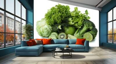 Fresh green vegetables isolated on white background Wall mural