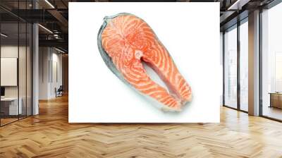 Fresh raw salmon isolated on white background Wall mural